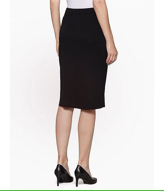 Elastic Waist Straight Knee Length Skirt