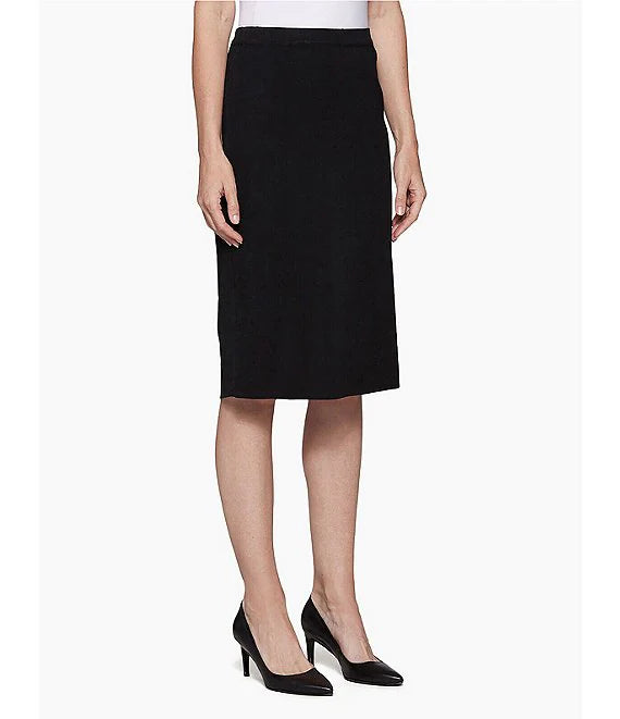 Elastic Waist Straight Knee Length Skirt