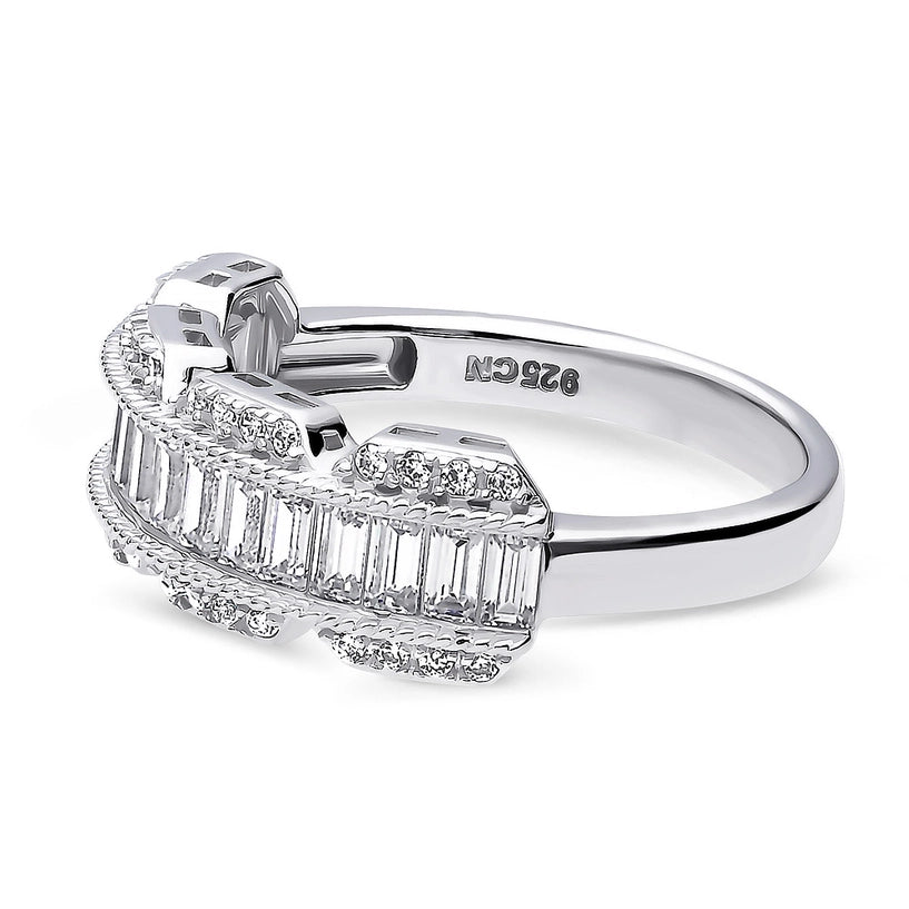 Sterling Silver Art Deco Cz Band Size 8