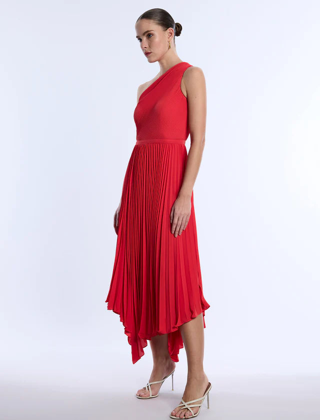 One Shoulder Pleated Dress