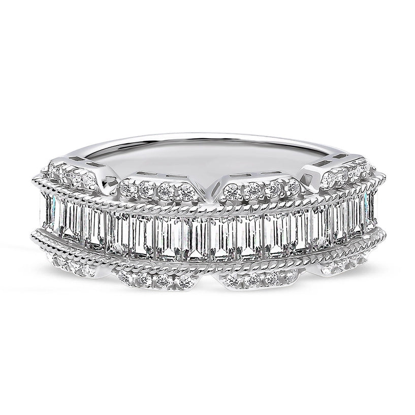 Sterling Silver Art Deco Cz Band Size 8