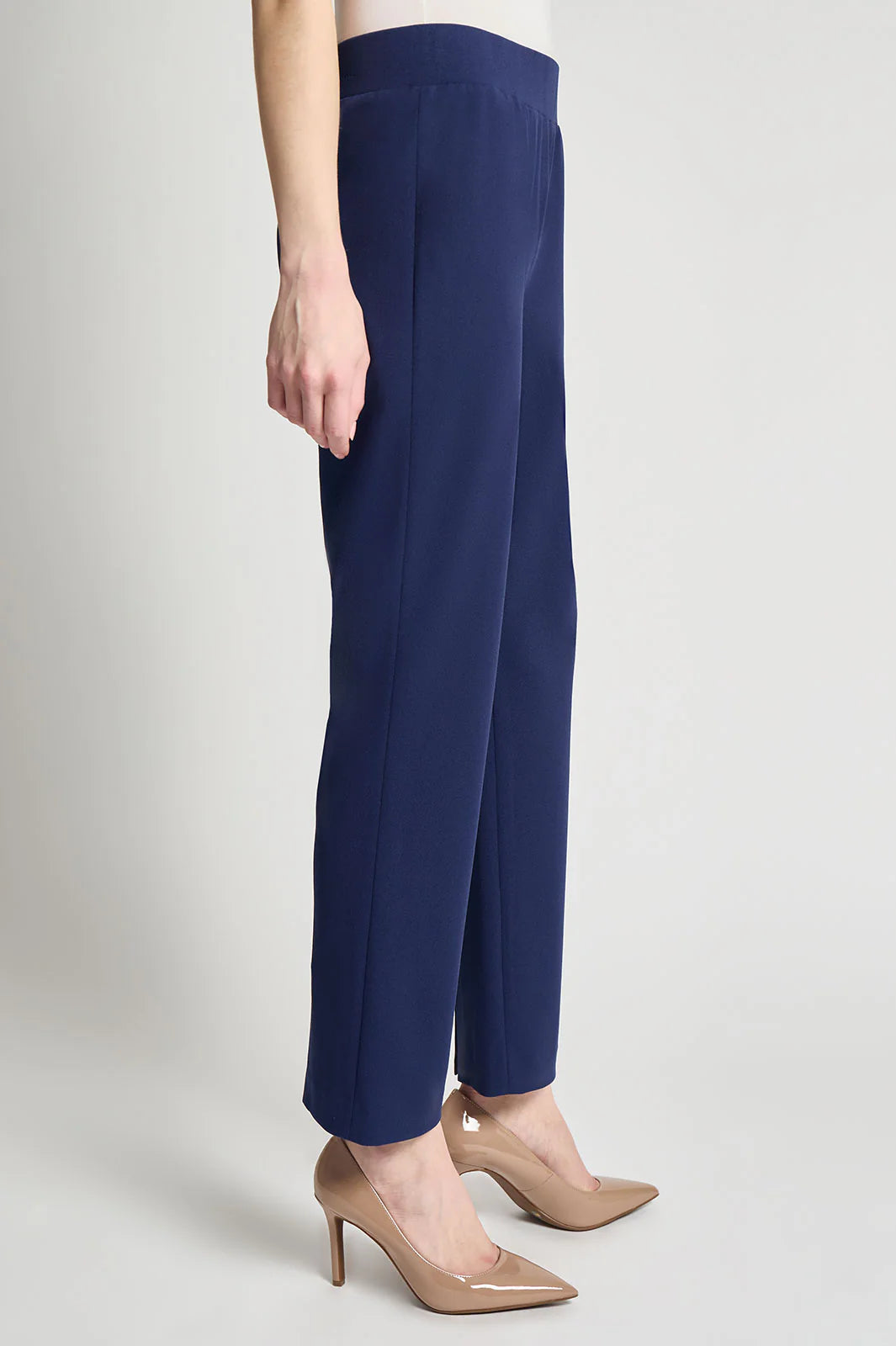 Stretch Deco Crepe Straight-Leg Ankle Pants