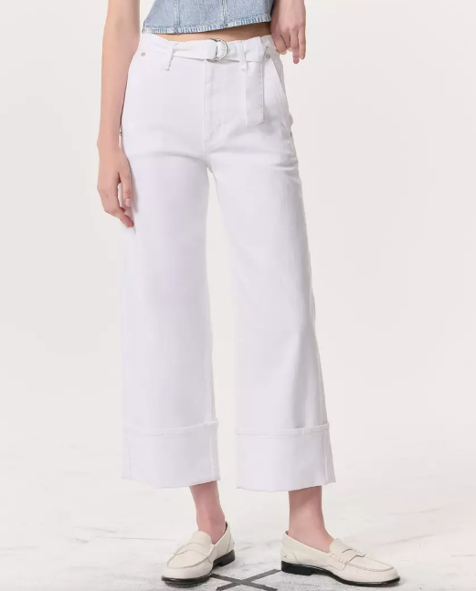 Andi Belted Ankle-Length Wide-Leg Jeans