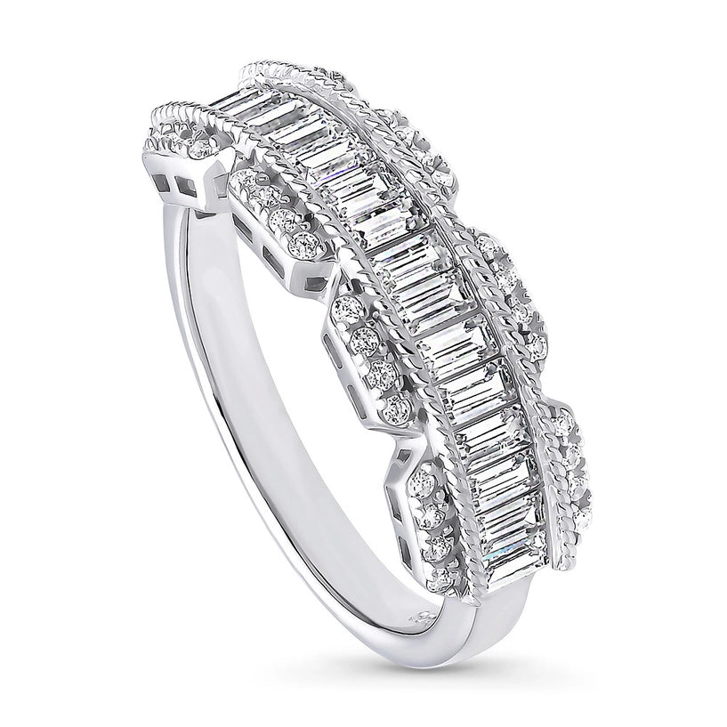 Sterling Silver Art Deco Cz Band Size 8