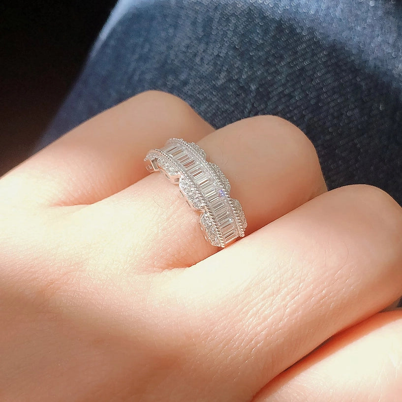 Sterling Silver Art Deco Cz Band Size 8