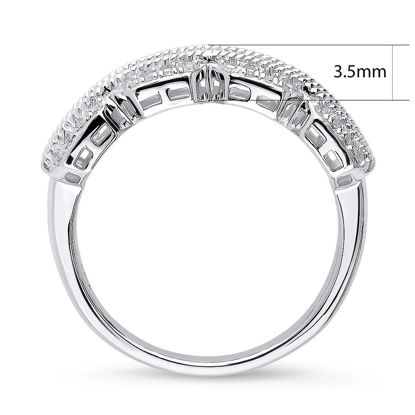 Sterling Silver Art Deco Cz Band Size 8