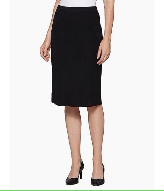 Elastic Waist Straight Knee Length Skirt