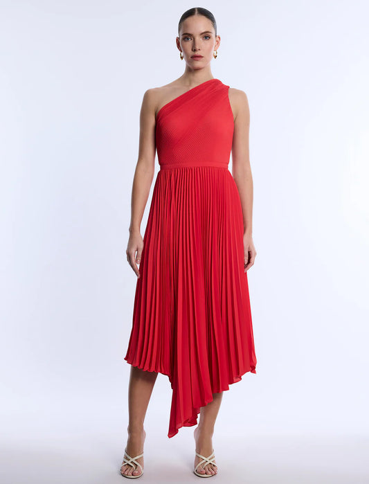 One Shoulder Pleated Dress