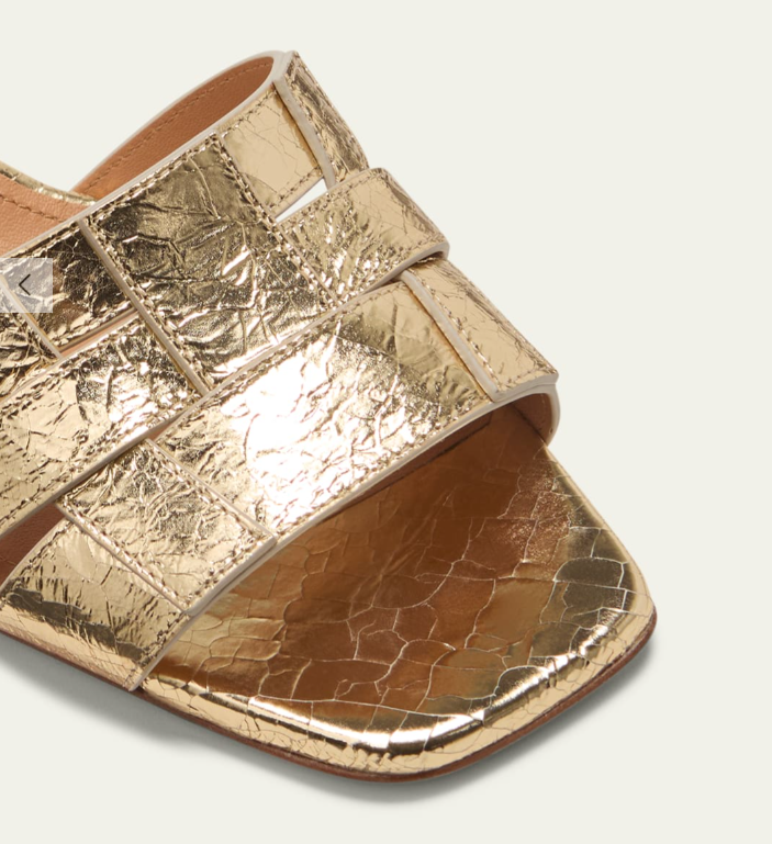 Venere Metallic Block-Heel Mule Sandals