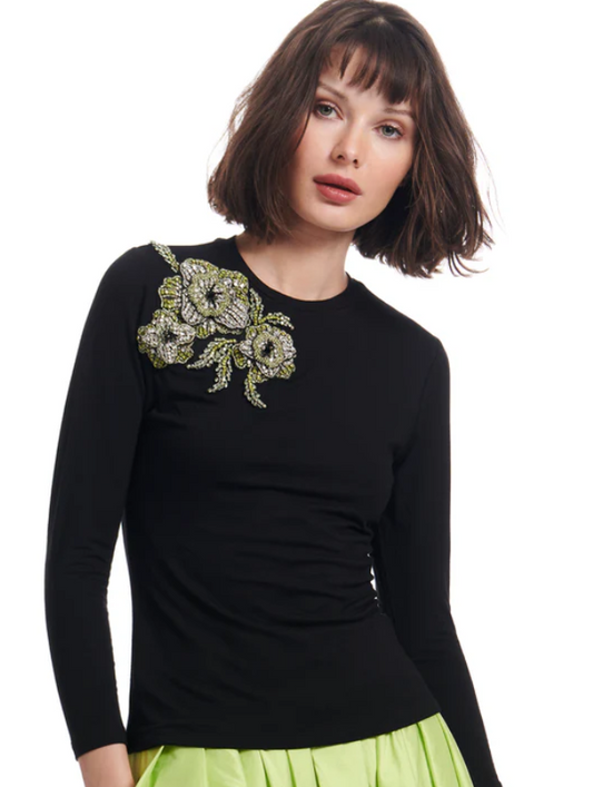 Jersey Tee with Beaded Broach