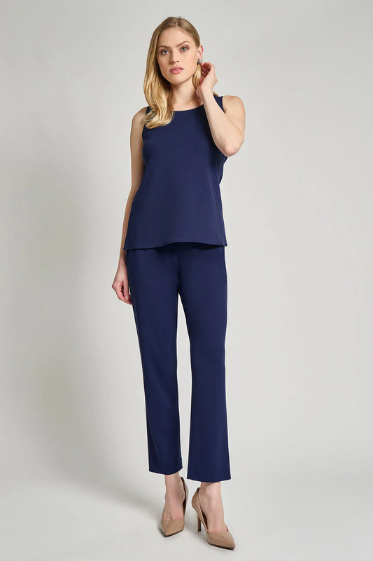 Stretch Deco Crepe Scoop Neck Tank