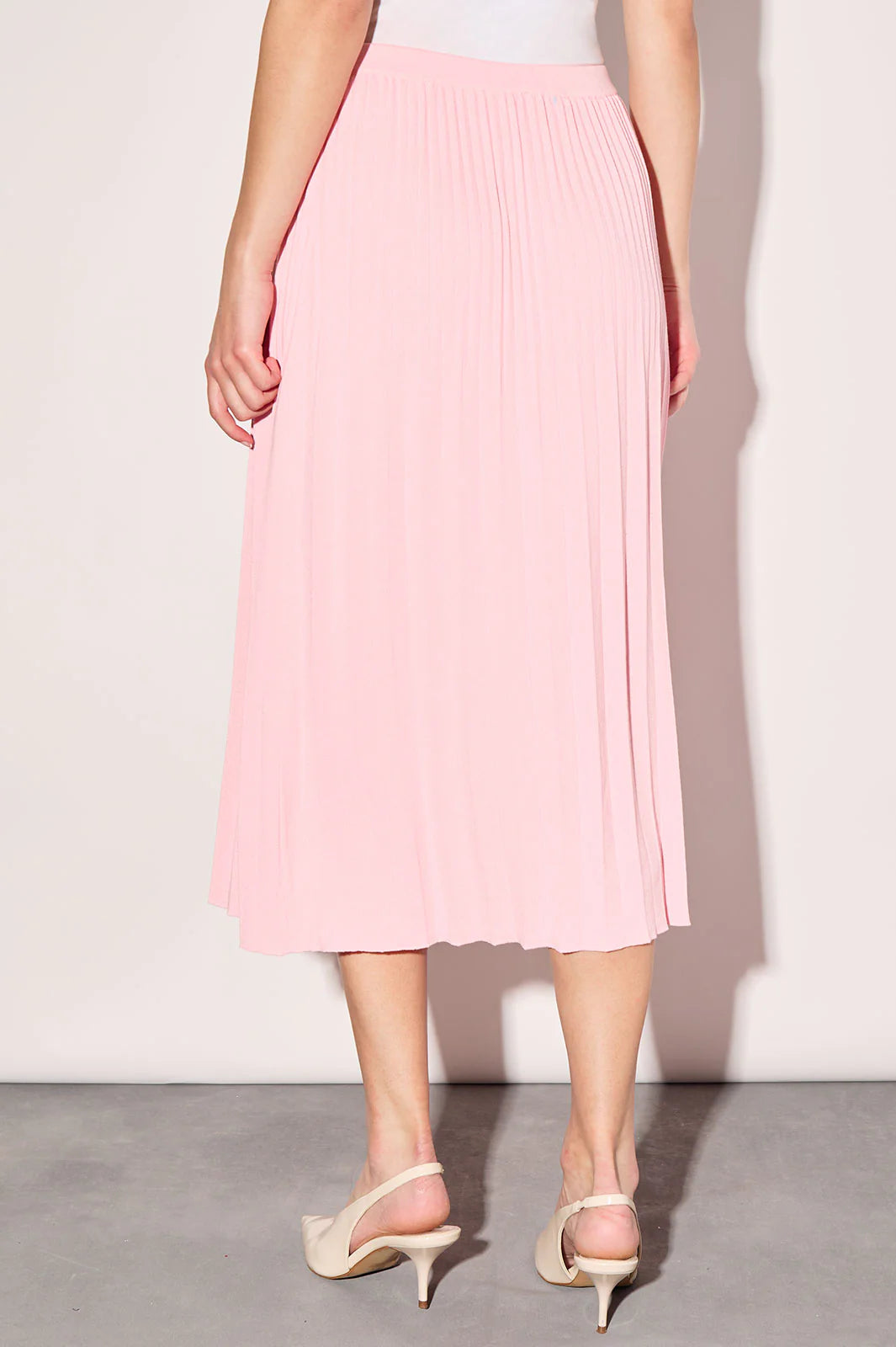 Pleated Soft Knit A-Line Midi Skirt