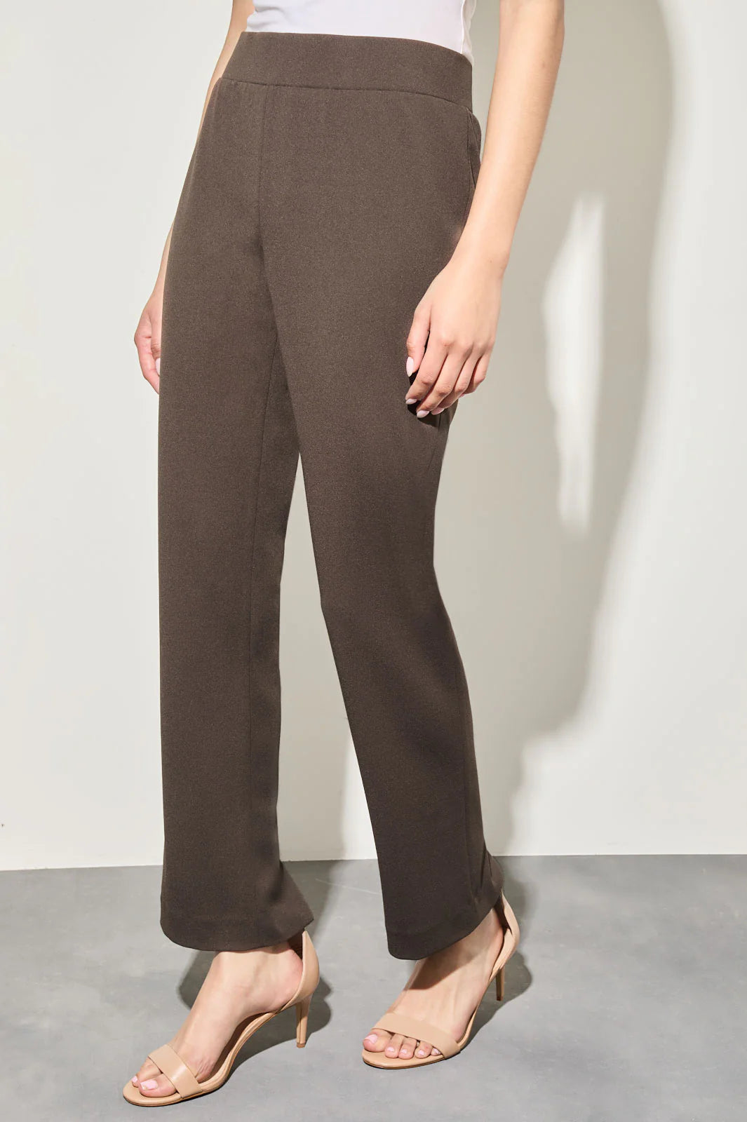 Stretch Deco Crepe Straight-Leg Ankle Pants