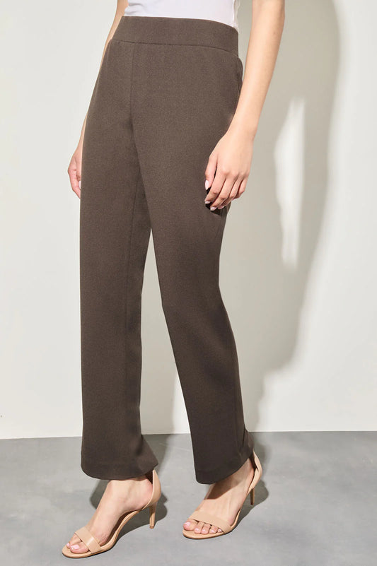 Stretch Deco Crepe Straight-Leg Ankle Pants