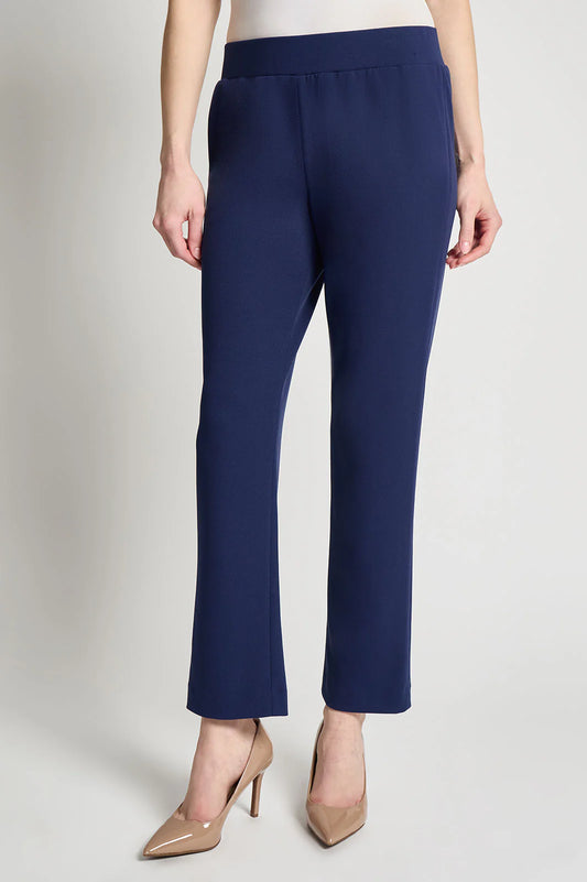 Stretch Deco Crepe Straight-Leg Ankle Pants