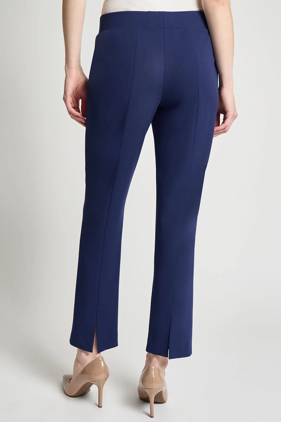 Stretch Deco Crepe Straight-Leg Ankle Pants