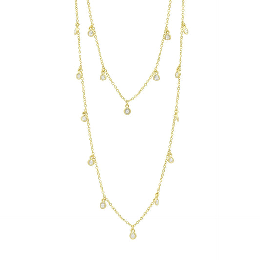 Bezel Droplet Strand Necklace